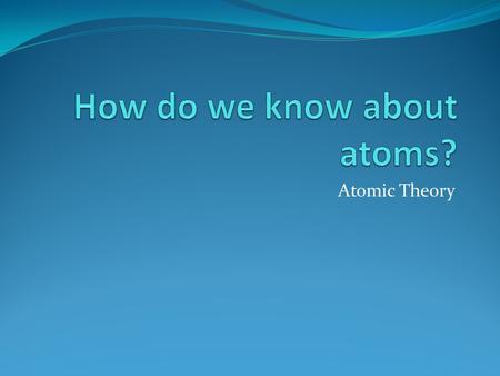 How do we know about atoms?