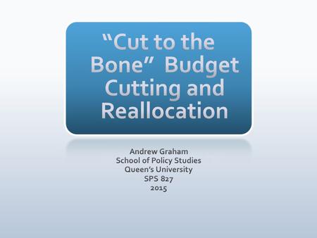 Reallocation in the budget process Strategic Reviews around the world Cutting Tools: How to Cut Risks, consequences, sustainability Practical Considerations.