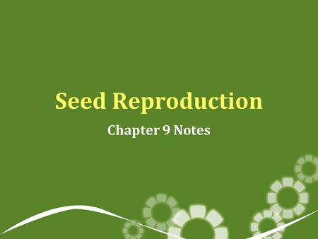 Seed Reproduction Chapter 9 Notes. Seed Reproduction Plants need to reproduce to carry on their species. Plants reproduce due to the movement of pollen.