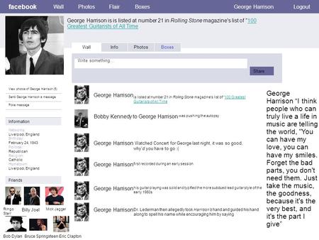 Facebook George Harrison is is listed at number 21 in Rolling Stone magazine's list of 100 Greatest Guitarists of All Time100 Greatest Guitarists of All.