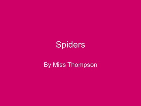 Spiders By Miss Thompson. Contents Species of spider Appearance Habitat Prey / Predators.