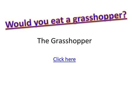 The Grasshopper Click here. Arthropods Insects There are more than 700,000 species that have been classified They are the largest & most diverse group.