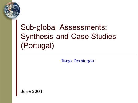 Sub-global Assessments: Synthesis and Case Studies (Portugal) June 2004 Tiago Domingos.