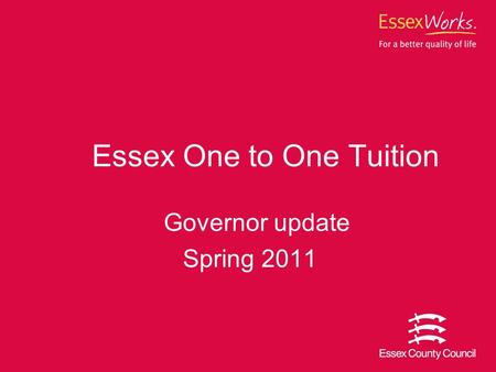 Essex One to One Tuition Governor update Spring 2011.