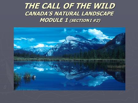 THE CALL OF THE WILD CANADA’S NATURAL LANDSCAPE MODULE 1 (SECTION I #2)