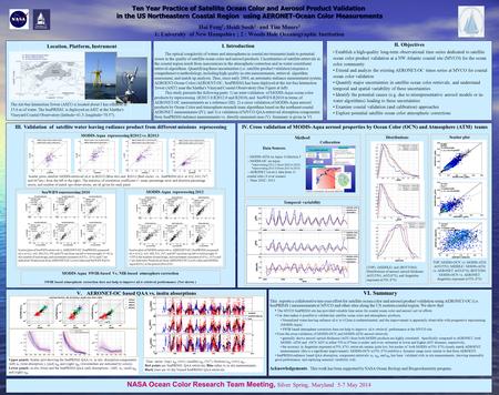 NASA Ocean Color Research Team Meeting, Silver Spring, Maryland 5-7 May 2014 II. Objectives Establish a high-quality long-term observational time series.