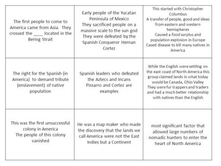 The first people to come to America came from Asia. They crossed the ____ located in the Bering Strait Early people of the Yucatan Peninsula of Mexico.