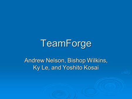 TeamForge Andrew Nelson, Bishop Wilkins, Ky Le, and Yoshito Kosai.