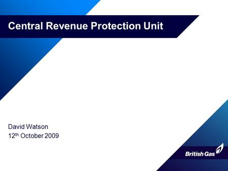 Central Revenue Protection Unit David Watson 12 th October 2009.