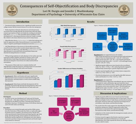 Introduction Disordered eating continues to be a significant health concern for college women. Recent research shows it is on the rise among men. Media.