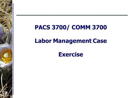 PACS 3700/ COMM 3700 Labor Management Case Exercise.