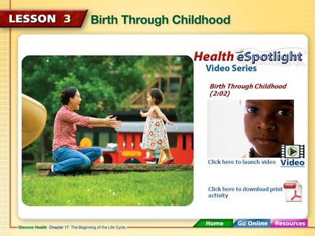 Birth Through Childhood (2:02) Click here to launch video Click here to download print activity.