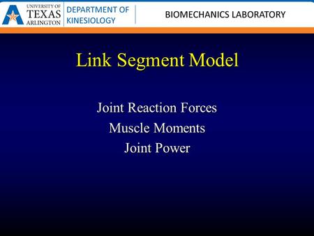 Joint Reaction Forces Muscle Moments Joint Power