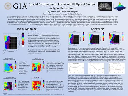 Spatial Distribution of Boron and PL Optical Centers in Type IIb Diamond This study gives a detailed analysis of the spatial distribution of optical centers.