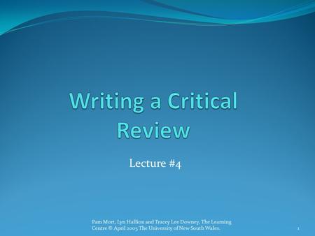 Writing a Critical Review