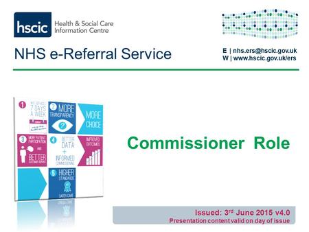 E | W |  E | W |  NHS e-Referral Service Commissioner Role Issued: 3.