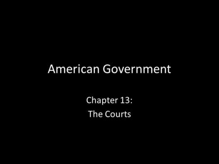 American Government Chapter 13: The Courts. Background Sources of American judicial law – Constitutions: federal and state constitutions set forth the.