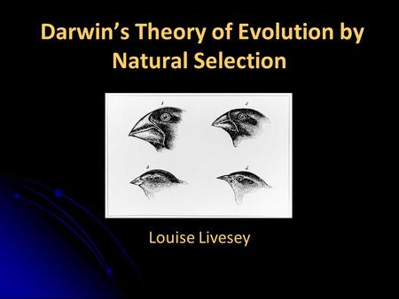 Darwin’s Theory of Evolution by Natural Selection Louise Livesey.