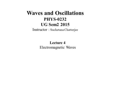 Waves and Oscillations