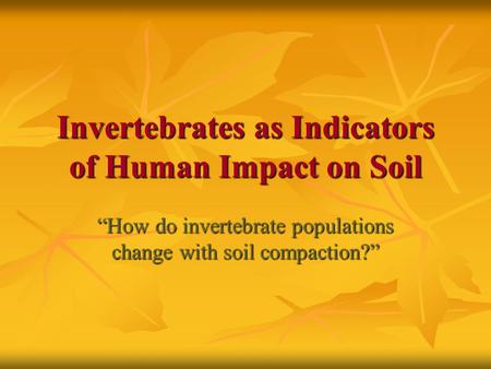 Invertebrates as Indicators of Human Impact on Soil “How do invertebrate populations change with soil compaction?”