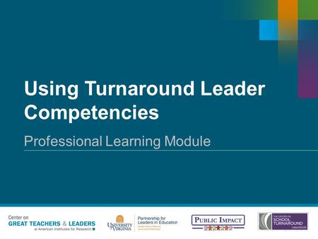 Using Turnaround Leader Competencies Copyright © 20XX American Institutes for Research. All rights reserved. Professional Learning Module.