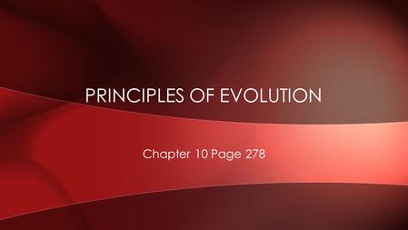 PRINCIPLES OF EVOLUTION Chapter 10 Page 278. A. EARLY IDEAS ABOUT EVOLUTION 1. Early Scientists a. Darwin was not the first person to come up with the.