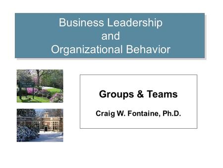 Business Leadership and Organizational Behavior Groups & Teams Craig W. Fontaine, Ph.D.