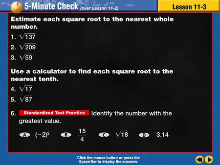 Transparency 3 Click the mouse button or press the Space Bar to display the answers.