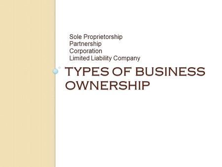 Types of Business Ownership