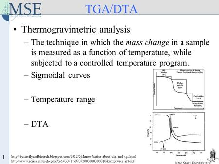 TGA/DTA Thermogravimetric analysis