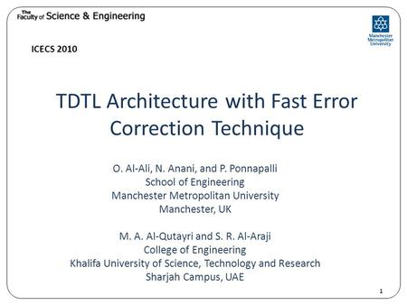 TDTL Architecture with Fast Error Correction Technique