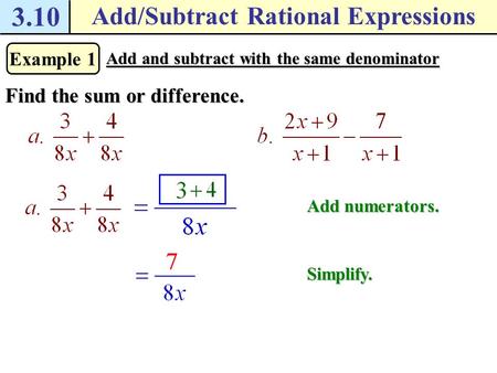 Add/Subtract Rational Expressions