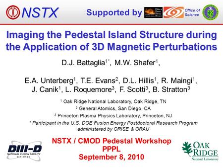 Supported by Imaging the Pedestal Island Structure during the Application of 3D Magnetic Perturbations Office of Science D.J. Battaglia 1*, M.W. Shafer.