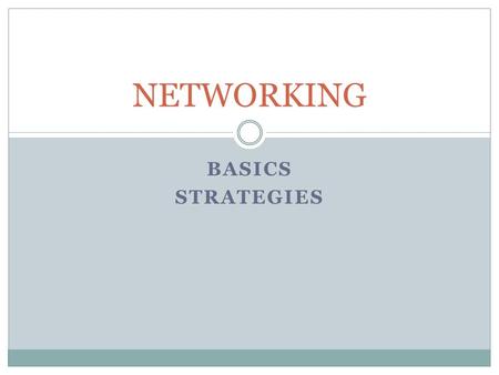 BASICS STRATEGIES NETWORKING. What is Networking???? The process of expanding your contacts and developing relationships with people. “Its not what you.