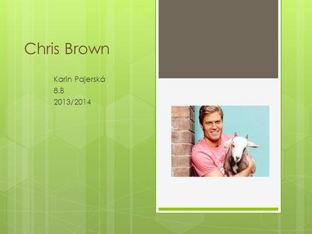 Chris Brown Karin Pajerská 8.B 2013/2014. Who is Chris Brown Why I choose him His own program Photo gallery.