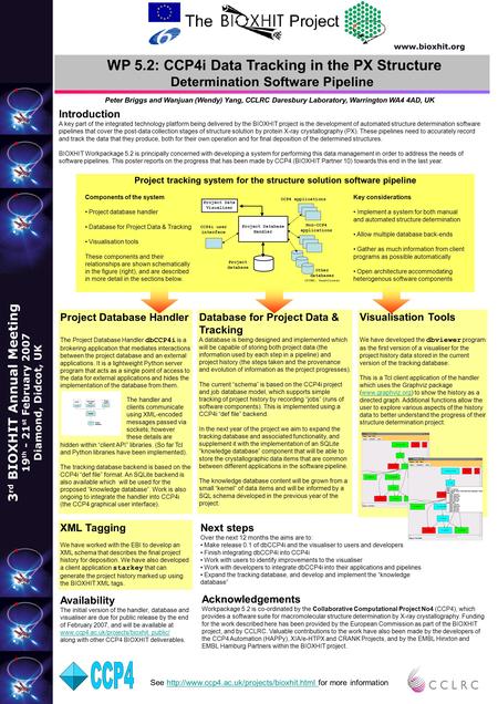 Project Database Handler The Project Database Handler dbCCP4i is a brokering application that mediates interactions between the project database and an.