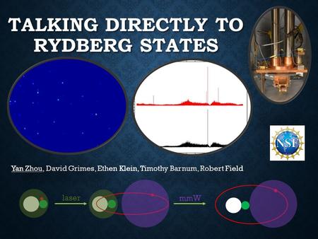 TALKING DIRECTLY TO RYDBERG STATES Yan Zhou, David Grimes, Ethen Klein, Timothy Barnum, Robert Field laser mmW.