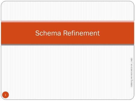 Schema Refinement SHIRAJ MOHAMED M | MIS 1. Learning Objectives  Identify update, insertion and deletion anomalies  Identify possible keys given an.