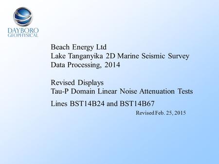 Beach Energy Ltd Lake Tanganyika 2D Marine Seismic Survey