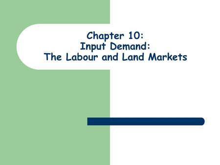 Chapter 10: Input Demand: The Labour and Land Markets.