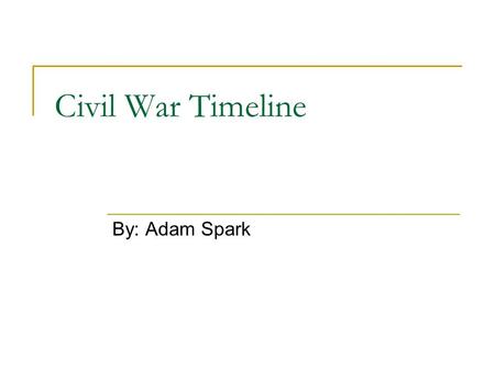 Civil War Timeline By: Adam Spark. Before the Civil War  Pennsylvania became the first state to abolish slavery on March 1, 1780  Massachusetts became.