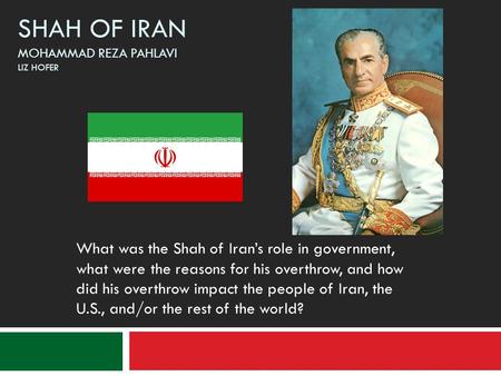 Shah of Iran Mohammad Reza Pahlavi Liz Hofer