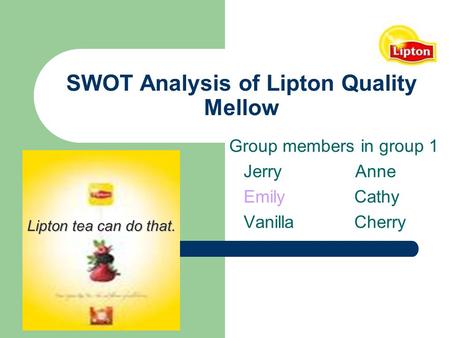 SWOT Analysis of Lipton Quality Mellow