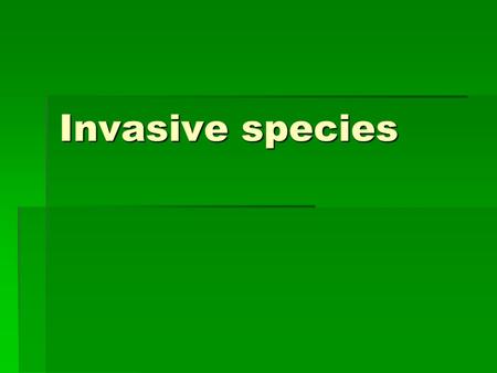 Invasive species. What do you think an invasive species in???