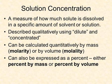 Solution Concentration