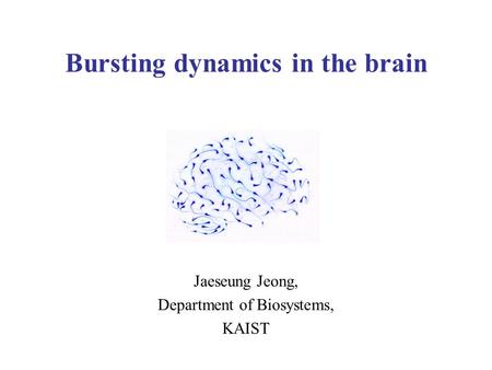 Bursting dynamics in the brain Jaeseung Jeong, Department of Biosystems, KAIST.