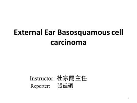 External Ear Basosquamous cell carcinoma 1 Instructor: 杜宗陽主任 Reporter: 張廷碩.