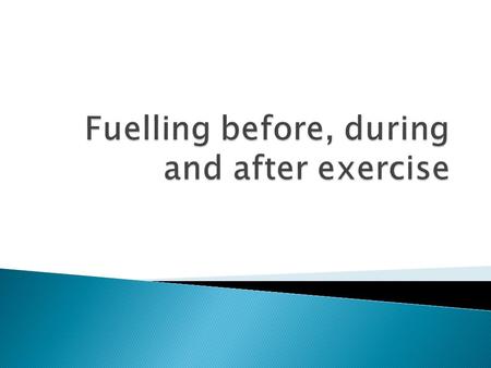  Carbohydrates main component of food needed for exercise performance  Carbohydrate stored as glycogen  Glycogen levels affect exercise performance.