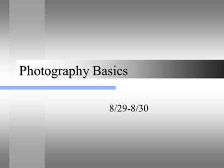 Photography Basics 8/29-8/30. Did you know? The first digital camera was created in 1994? How much do you think it would have costed to purchase a digital.