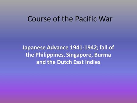 Course of the Pacific War